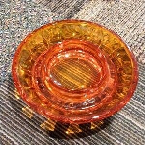 🔵BOGO FREE🔵 Vintage Orange Glass Ashtray Heavy